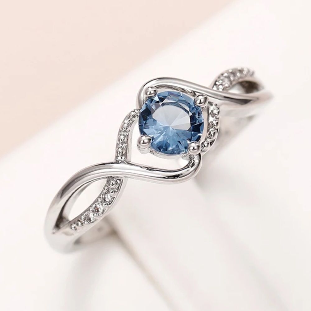 Engagement Ring Size 8 Sky Blue Imitation Topaz Diamond